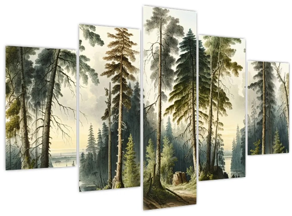 Tablou - Peisaj de epocă de păduri (150x105 cm)