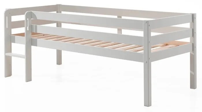 Pat înalt pentru copii Vipack Pino, 90 x 200 cm, alb