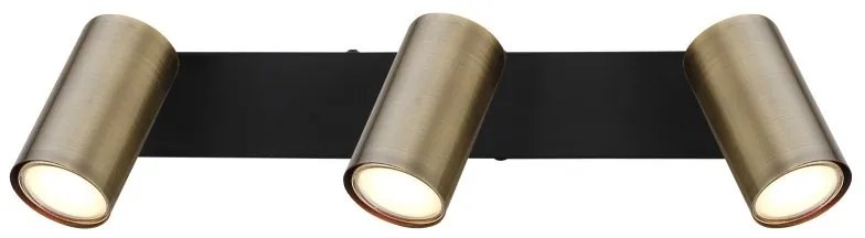 Plafoniera cu 3 spoturi directionabile design modern ROBBY negru mat, alama antica