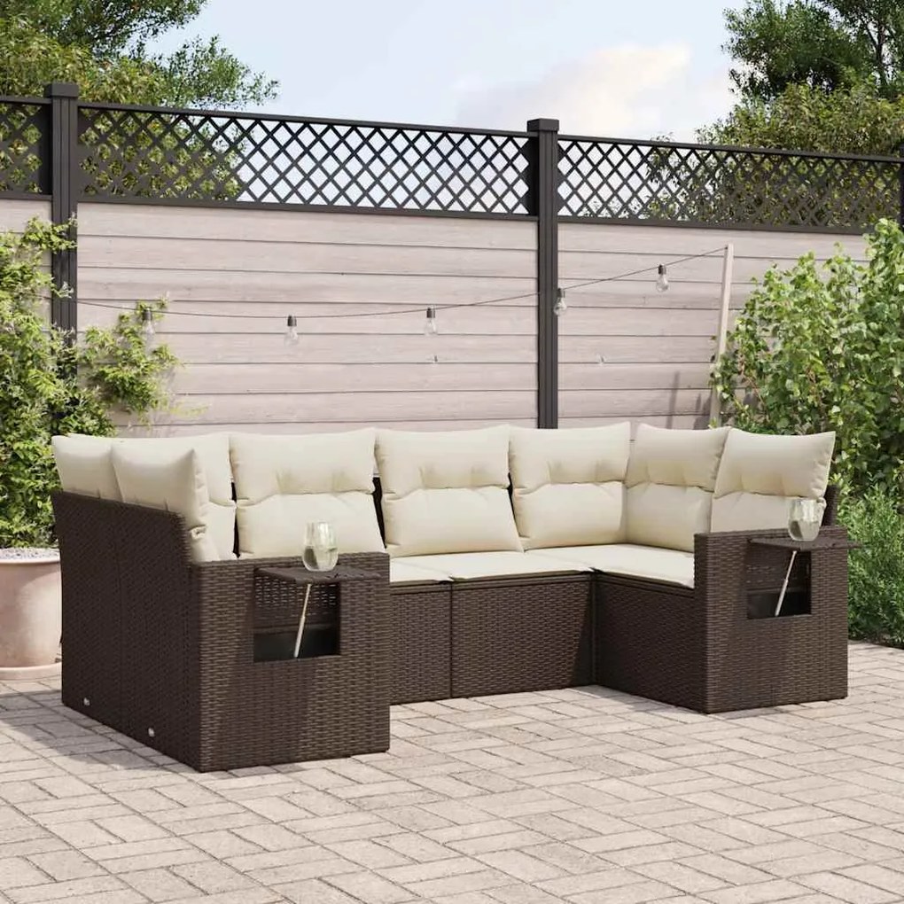 vidaXL Set canapele de grădină cu perne, 6 piese, maro, poliratan