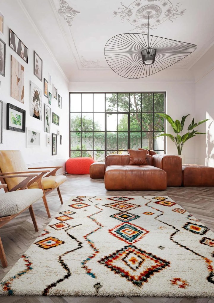 Covor Pufos Living Dormitor, Model 52641-060, Crem