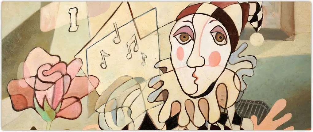 Tablou - Cubismul - arlechin și trandafir (120x50 cm)