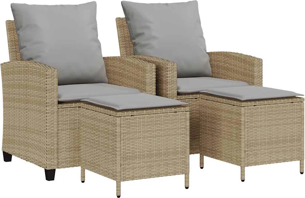 vidaXL Set canapele de grădină, 4 piese, cu perne, bej, poliratan