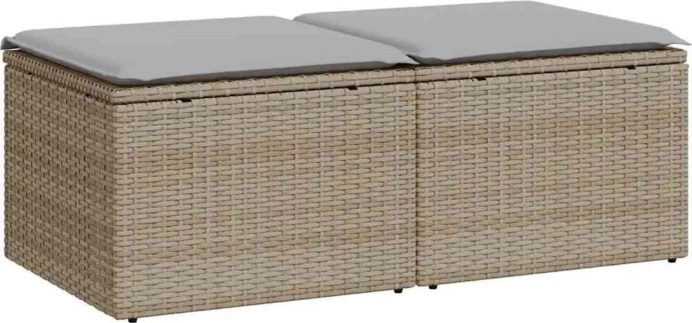 vidaXL Set canapele grădină cu perne 2 piese bej poliratan/lemn acacia