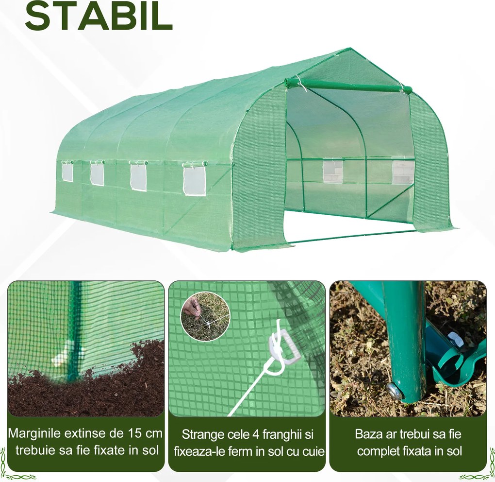 Outsunny Sera Gradina Verde Pentru Legume 6x3x2 | Aosom Romania