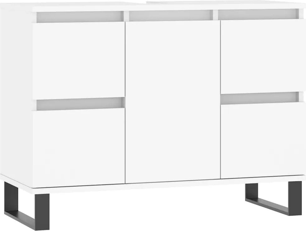 vidaXL Dulap pentru baie, alb, 80x33x60 cm, lemn compozit