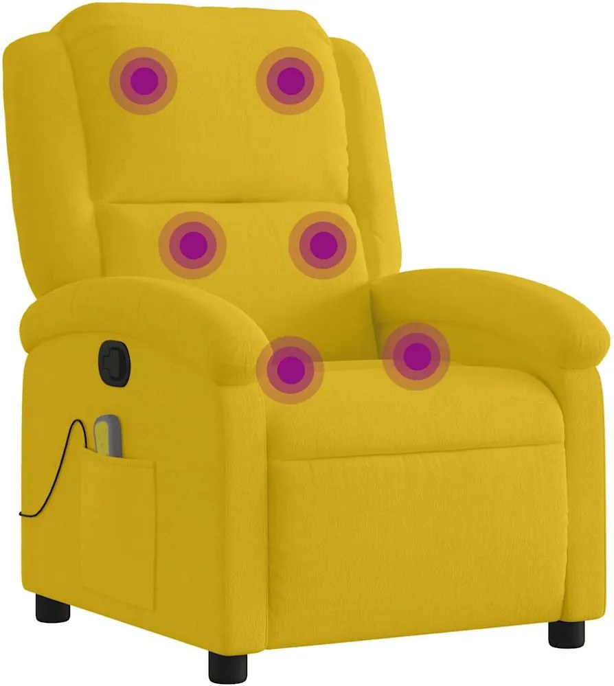 vidaXL Fotoliu de masaj rabatabil, galben, catifea