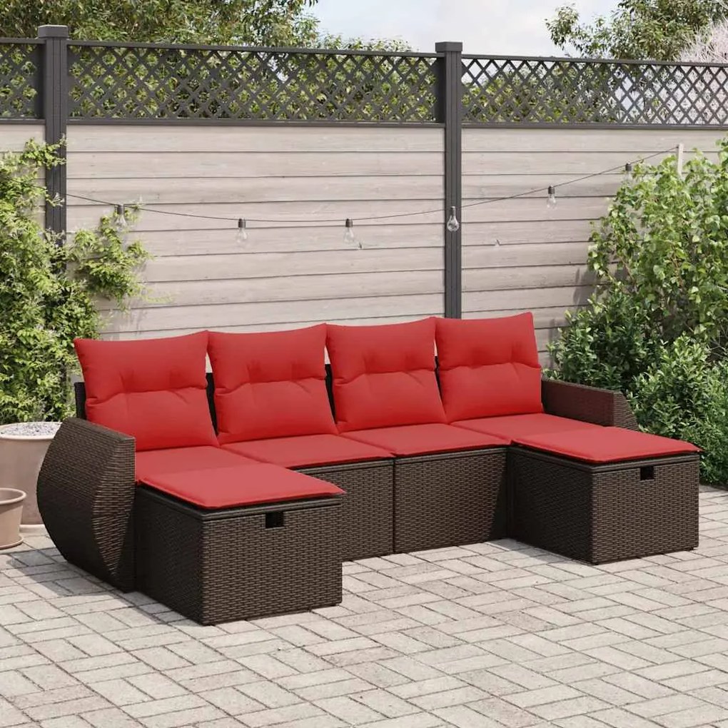 vidaXL Set canapele de grădină cu perne, 6 piese, maro, poliratan