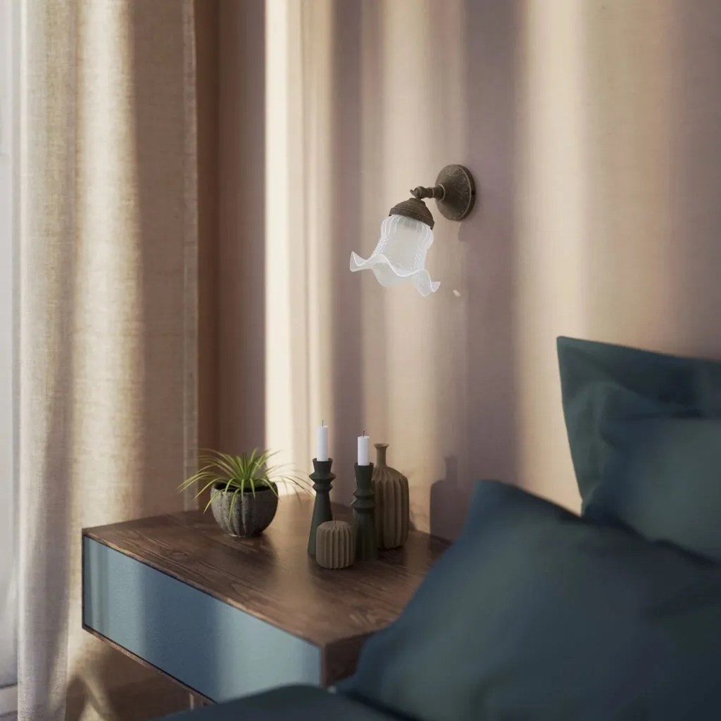 Aplica de perete stil clasic italian din alama si sticla Bell