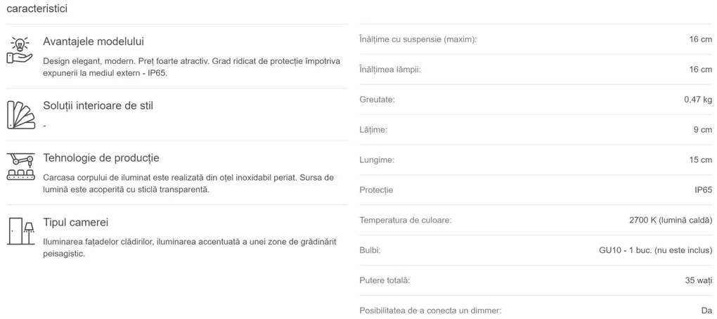 Aplica de perete iluminat exterior IP65 Henry II 807020701 MW
