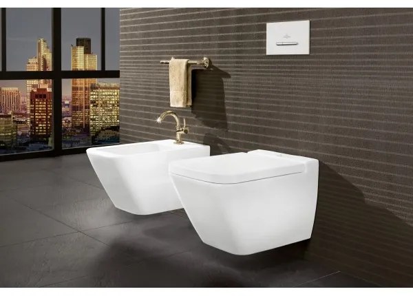 Capac WC, Villeroy&amp;Boch Finion, cu inchidere lenta, Stone White, 9M88S1RW