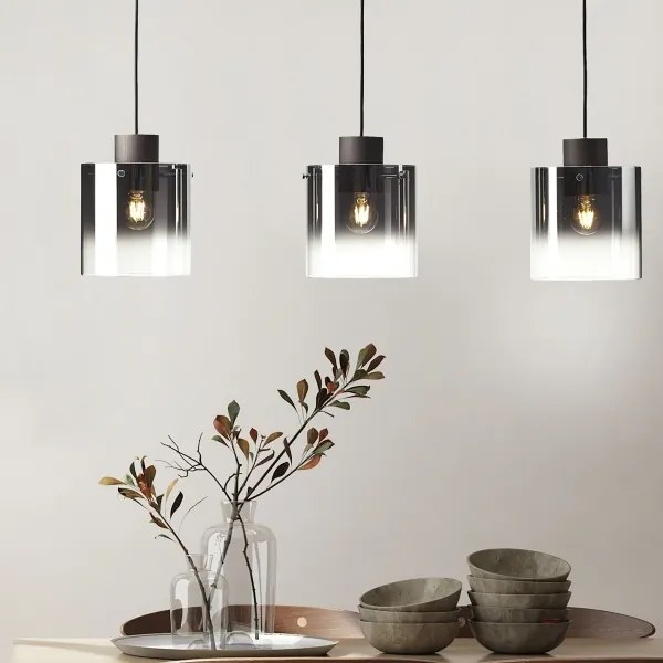 Brilliant - Pendul BETH pe cablu 3xE27/60W/230V negru/fumuriu