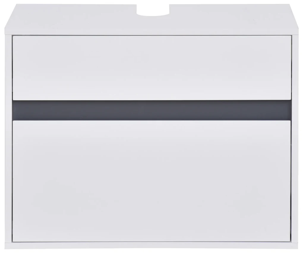 Dulap masca pentru chiuveta HOMCOM din MDF alb pentru baie cu 2 sertare 67 x 36 x 52 cm | Aosom RO