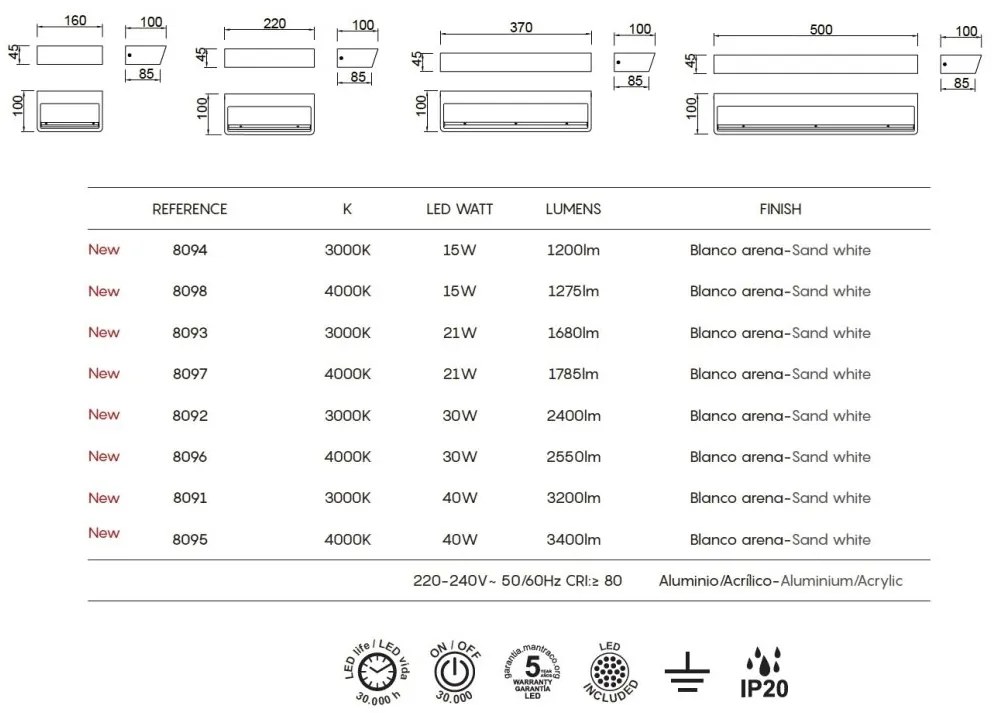 Aplica LED de perete ambientala ALTEA 15W 3000K