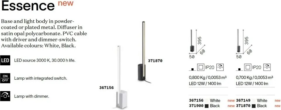 Veioza LED minimalista ESSENCE TL ROUND NERO 3000K