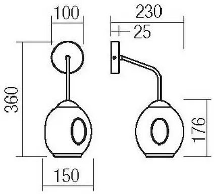Lampă de perete Redo 01-2617 PIERCE 1xE27/42W/230V auriu