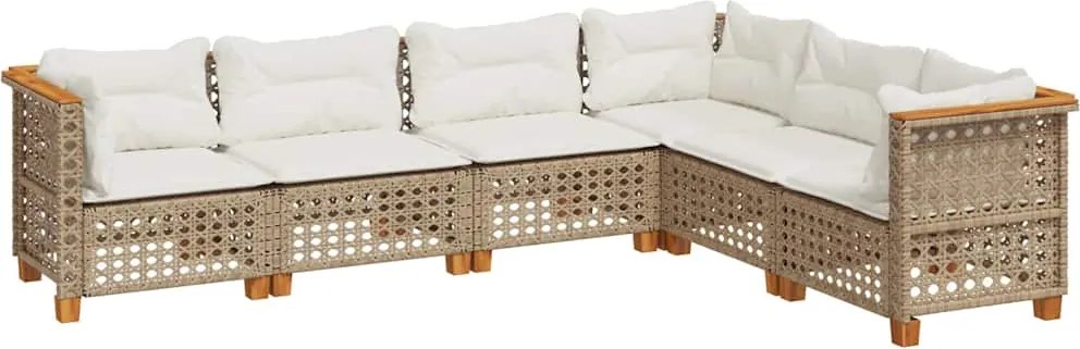 vidaXL Set canapele de grădină cu perne, 6 piese, bej, poliratan