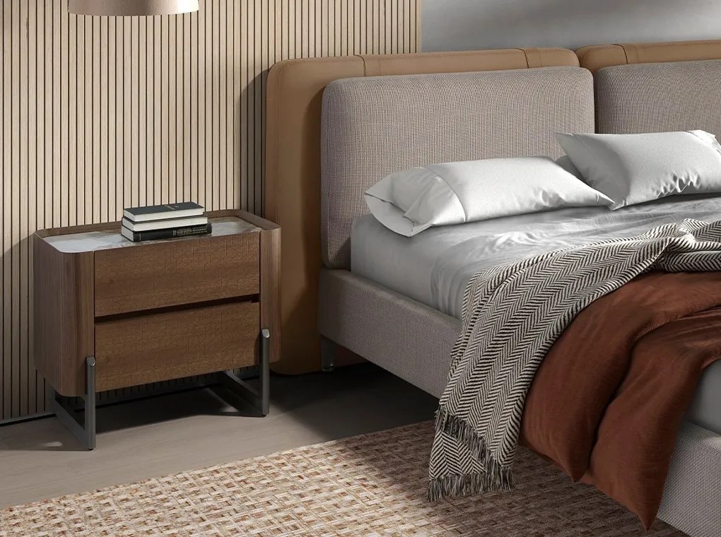 Noptiera 2 sertare deosebita design LUX Walnut-Marble