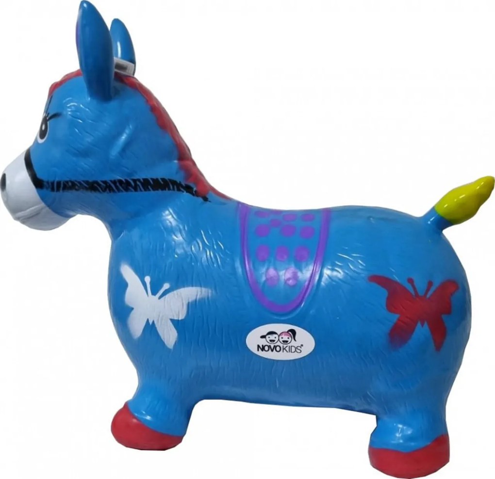 Calut de sarit gonflabil NOVOKIDS™ Jumping Donkey, Cu sunete si lumini, Dimensiuni 55X50X25 cm, Pentru interior si exterior, Max 50 kg, Albastru