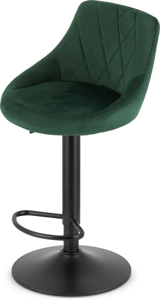 OFERTA Scaun de bar verde VELVET KAST cu picior negru II. calitate