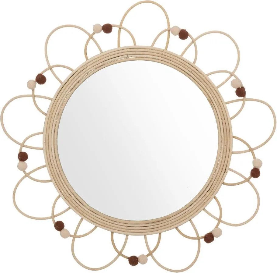 Atmosphera - Oglindă de perete pentru copii CAMPAIN, diam. 38 cm, din ratan