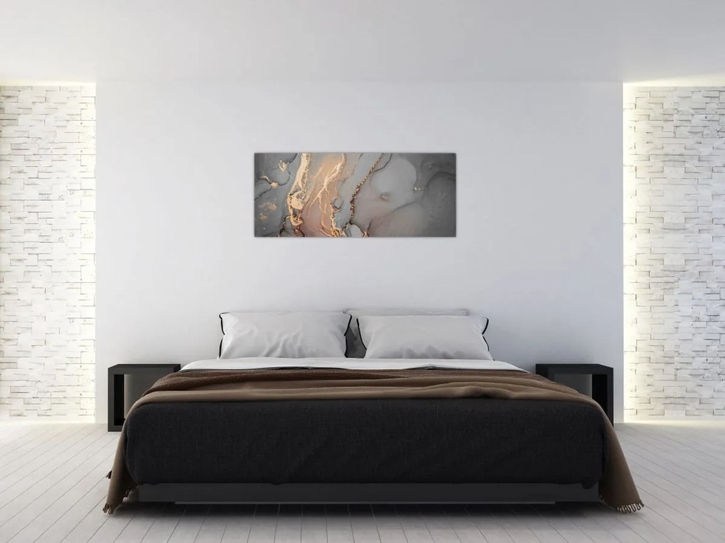 Tablou - Marmură gri-auriu (120x50 cm)