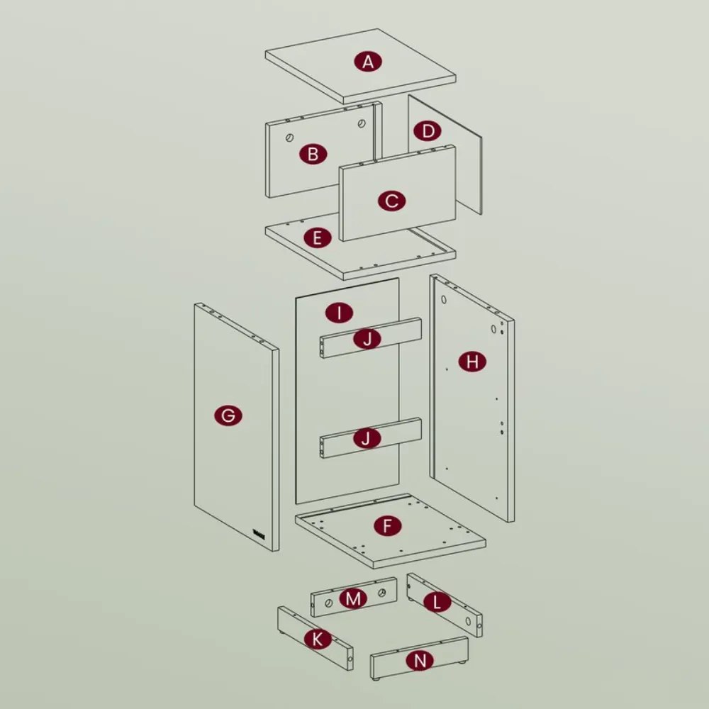 Noptieră ROBIN, 30x25x65cm, alb Vasagle