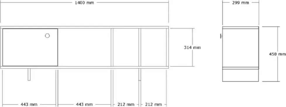 Comoda televizor Susana pentru living culoare antracit 140 cm