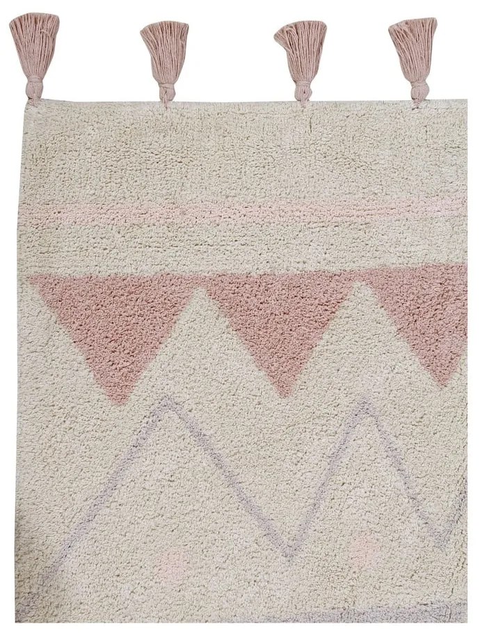 Covor pentru copii roz/crem lavabil/țesut manual din bumbac 140x200 cm Azteca Vintage Nude – Lorena Canals