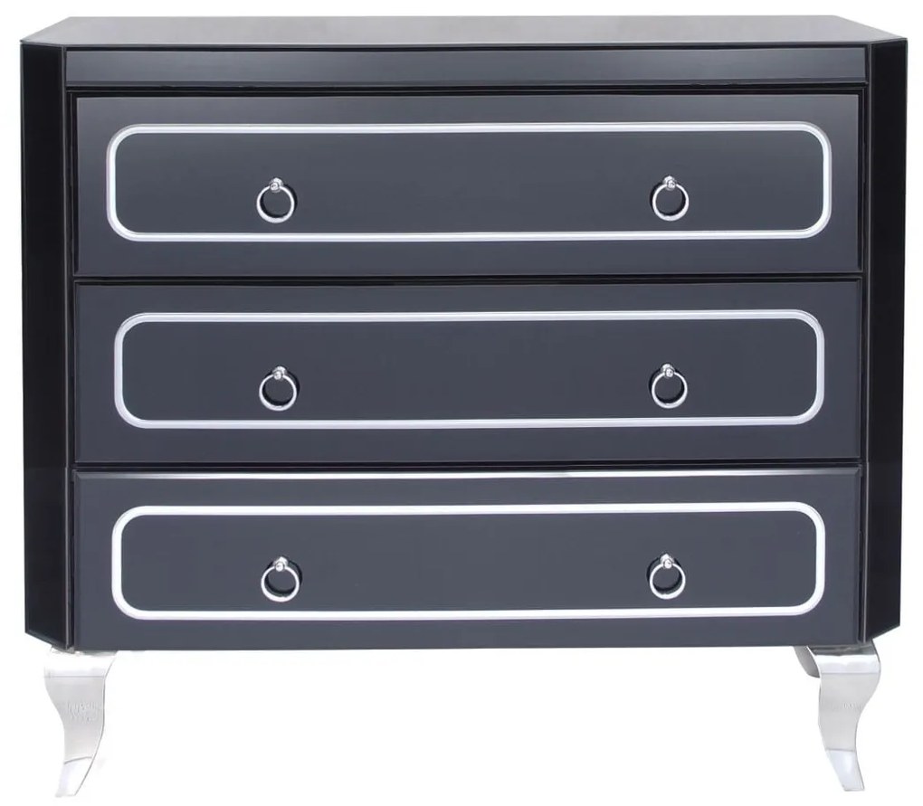 Comoda Marina II negru/silver – H78 cm
