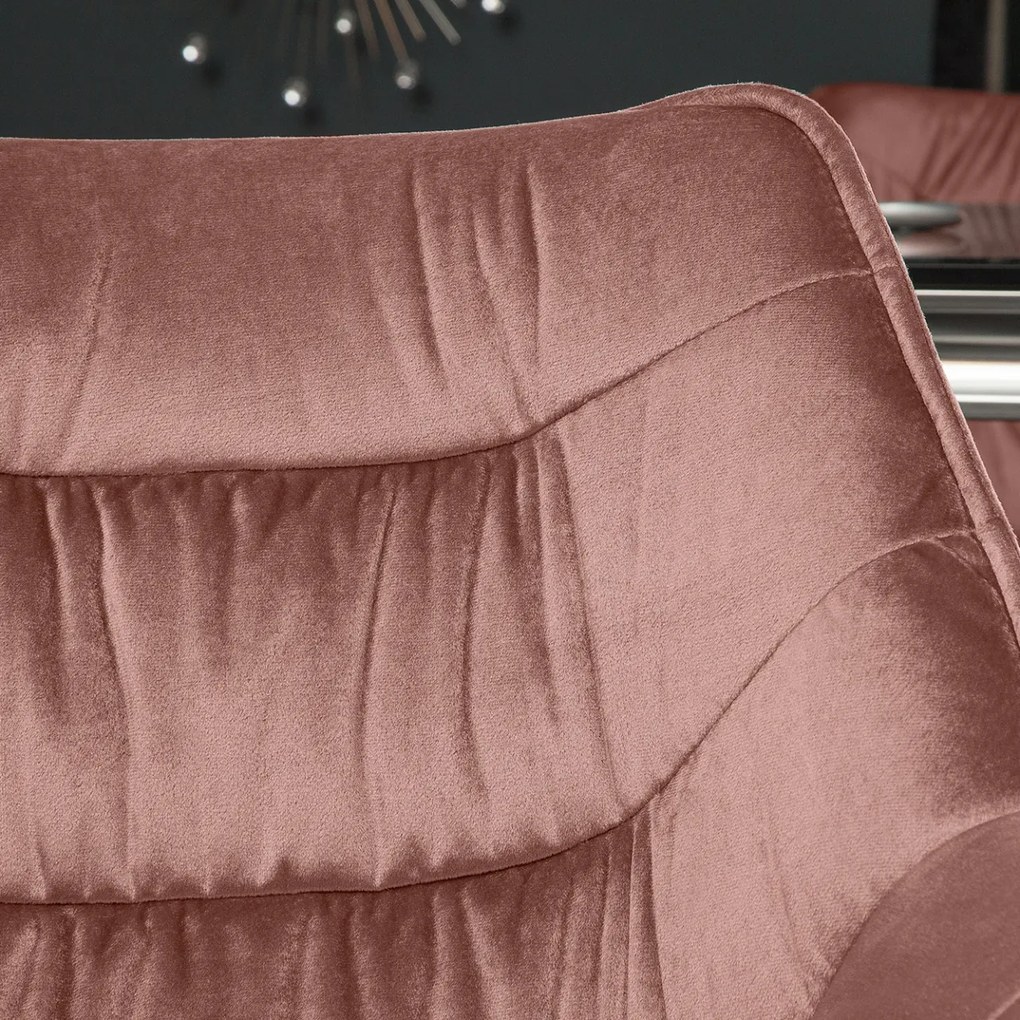 Scaun design retro Dutch Comfort, catifea roz