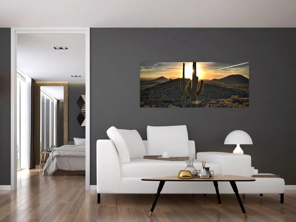 Tablou - cactușii la soare (120x50 cm)