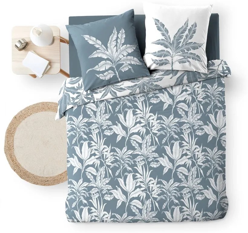 Lenjerie de pat albă-albastră din bumbac pentru pat dublu, extinsă 240x220 cm Hera – douceur d'intérieur