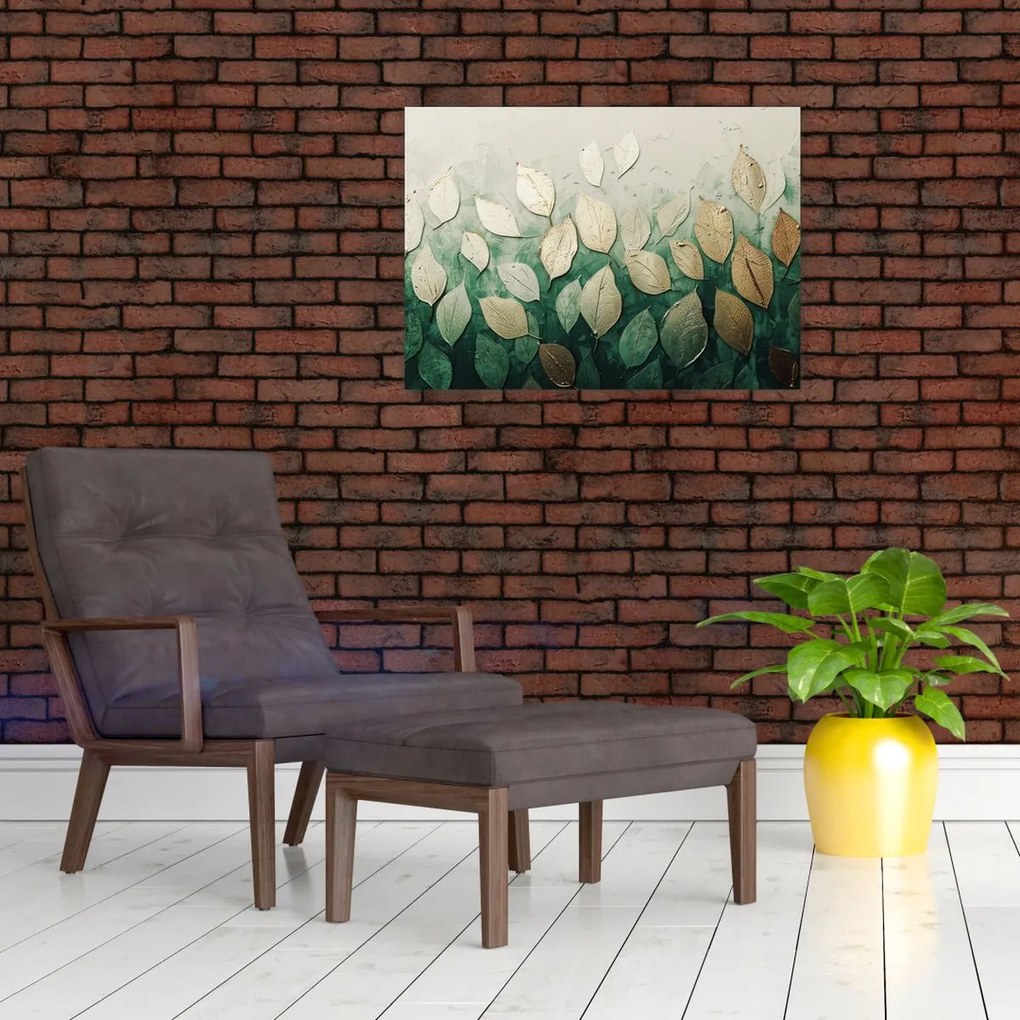 Tablou - Frunze verzi-aurii (70x50 cm)