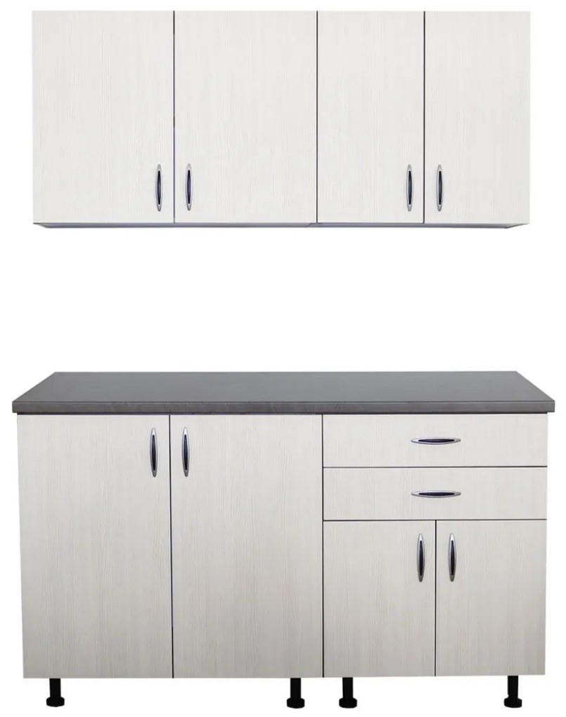 Bucatarie Sofia 140 cm, carcasa wenge,fronturi ladin, blat imitatie beton