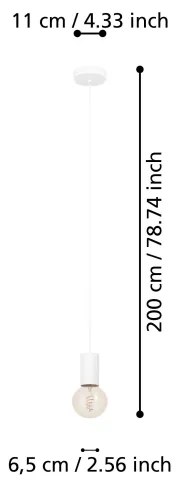 Lustră pe cablu Eglo 900798 POZUETA 1xE27/40W/230V alb