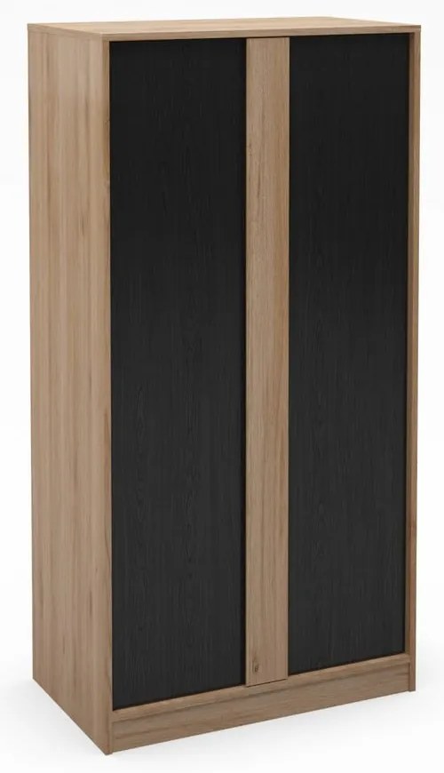 Șifonier negru/în culoare naturală cu aspect de lemn de stejar 90x180x53 cm Dennis – Marckeric