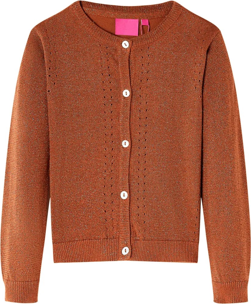 vidaXL Cardigan tricotat pentru copii, coniac, 104