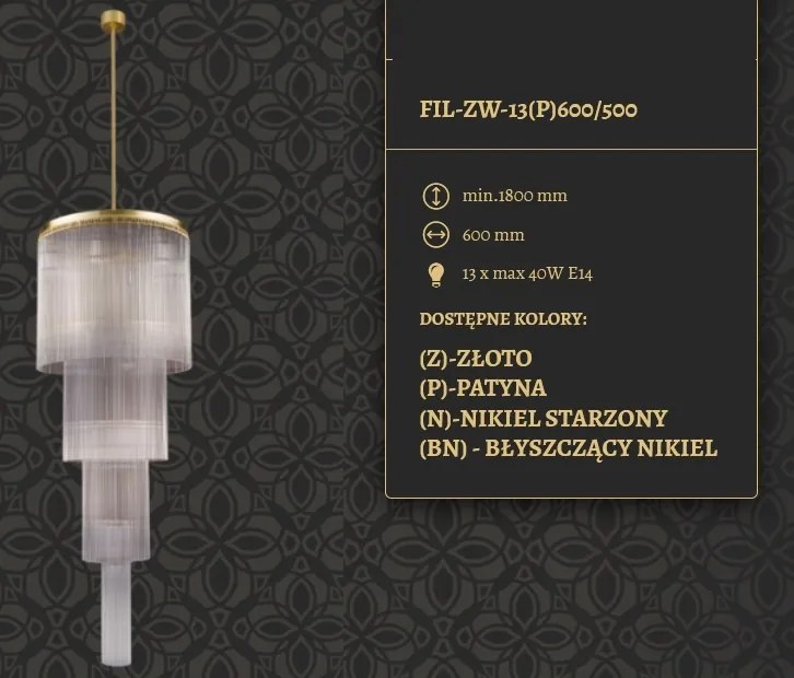 Lustra design LUX diametru 60cm din alama decorata cu sticla Filago