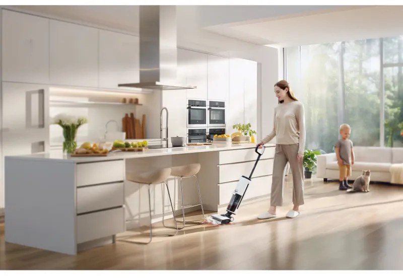 Aspirator vertical Tineco Floor One S7 Steam Plus 4B1, 240W, Curatare uscata/umeda, Ecran LED și iluminare, Abur + uscare, Alb/Negru