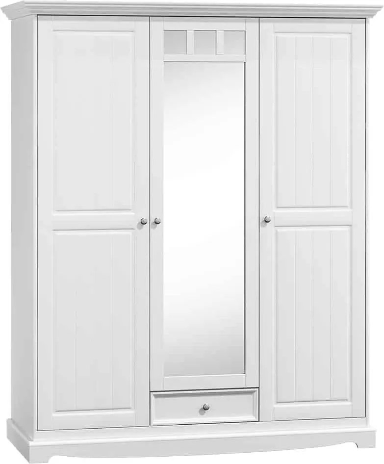 Dulap lemn masiv alb Linea, 156 × 65 × 190 cm