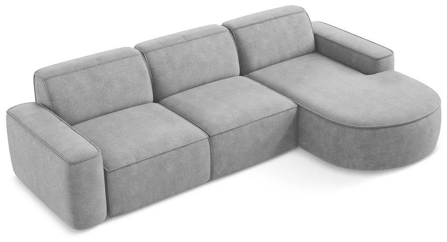 Colțar gri deschis cu tapițerie din chenille (cu colț pe partea dreaptă/cu șezlong) Omao – Makamii