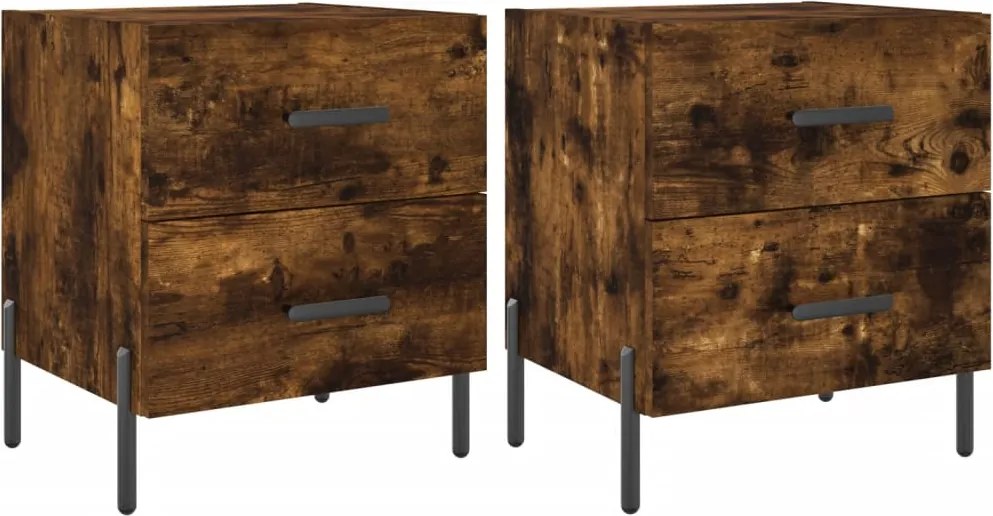 vidaXL Noptiere, 2 buc., stejar fumuriu, 40x35x47,5 cm, lemn compozit