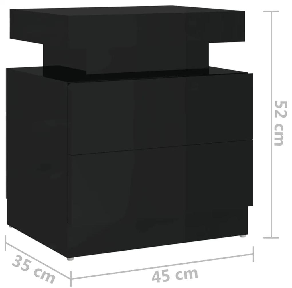 Noptiera, negru extralucios, 45x35x52 cm, PAL 1, negru foarte lucios