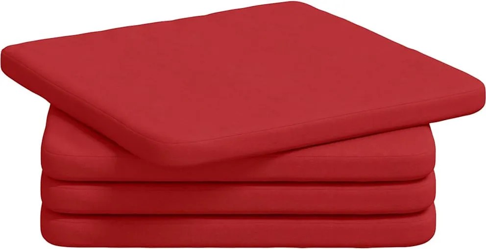 vidaXL Perne de Șezut 4 pcs Roșu 40 x 40 x 3 cm țesătură