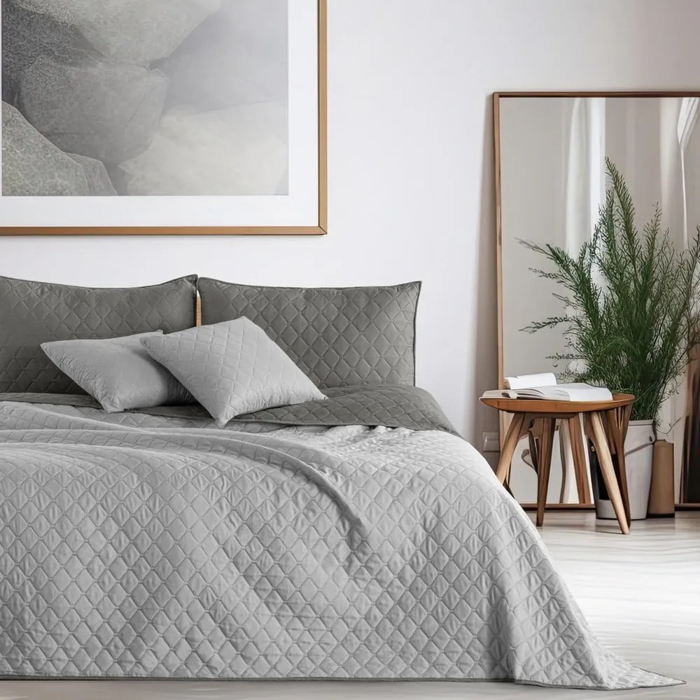 Cuvertură cu 2 fețe din microfibră DecoKing Axel, 220 x 240 cm, gri