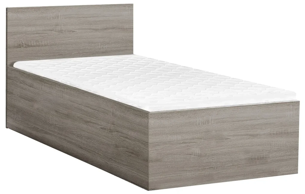 Pat de o persoana stejar trufat, SOFIA 90 x 200 cm Saltele: Cu saltele Deluxe 10 cm, Somiera pat: Cu lamele curbate