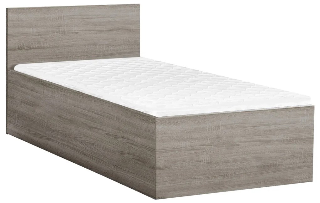 Pat de o persoana stejar trufat, SOFIA 90 x 200 cm Saltele: Cu saltele Somnia 18 cm, Somiera pat: Cu lamele drepte