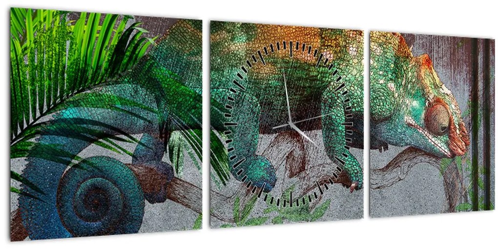 Tablou - Cameleon (cu ceas) (90x30 cm)