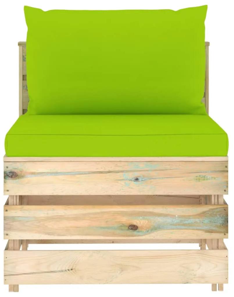 Canapea de gradina cu 4 locuri, cu perne, lemn verde tratat verde aprins, 4 locuri, 1
